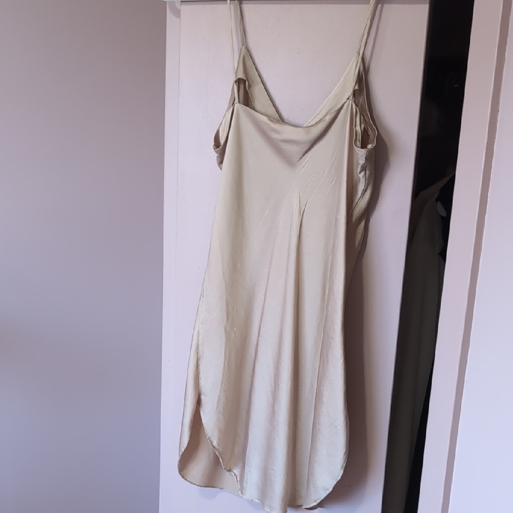 New Pentagram Silk Slip Dress - Neutral Beige - Picture 4 of 4
